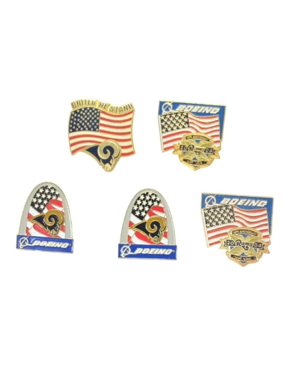 Boeing Rams Pin Brooch Lot Patriotic United 2004 St Louis Gold Tone Enamel